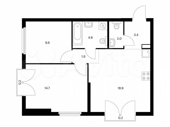 2-к. квартира, 56 м², 10/32 эт.