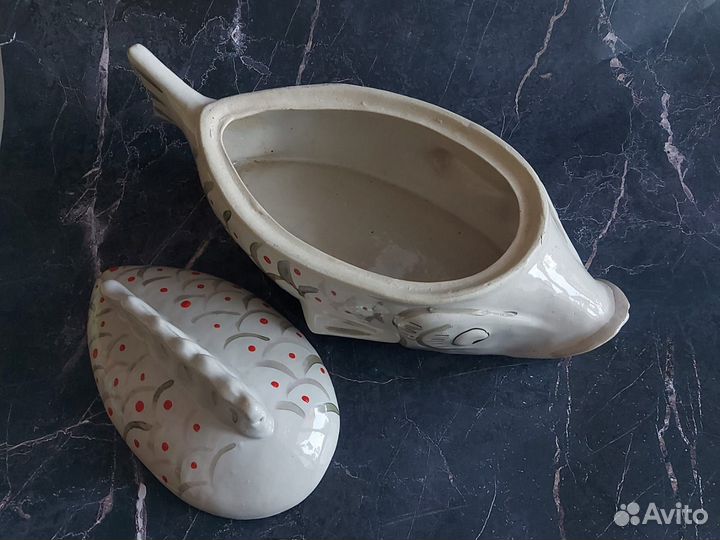 Форма для запекания Осётр советская керамика СССР