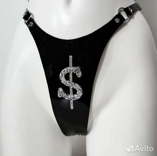 Белье из винила стразовое портупея для танца gogo