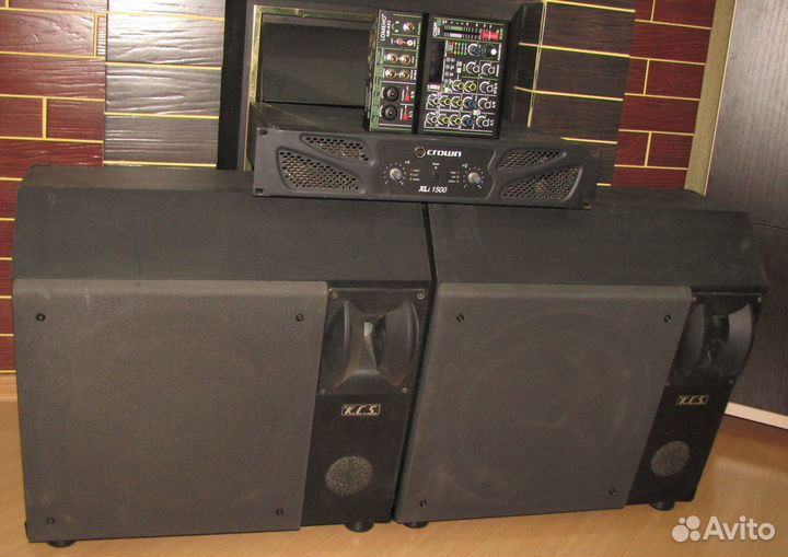 Колонки KCS 1200W Pro 2ш Усилитель Crown Микшер вт