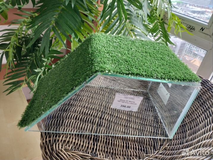 Элемент декора для террариума, мостик с газоном