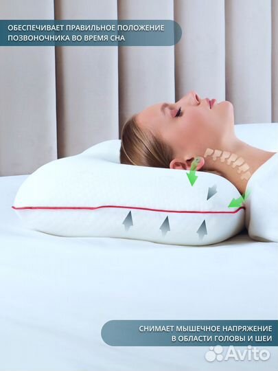 Анатомическая подушка для сна с эффектом памяти. К