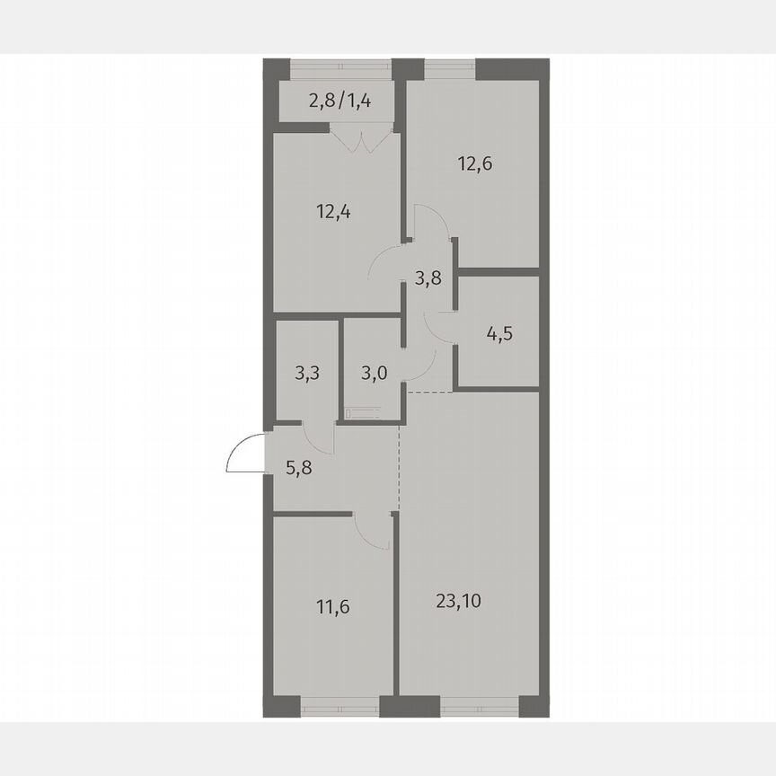 3-к. квартира, 81,7 м², 11/12 эт.