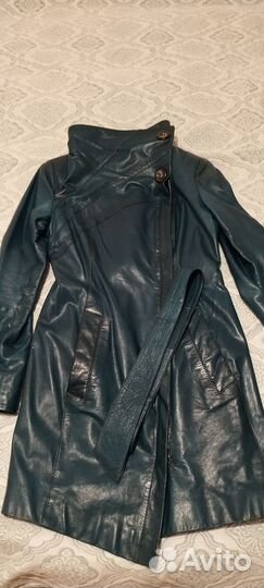 Кожаный плащ женский размер 42