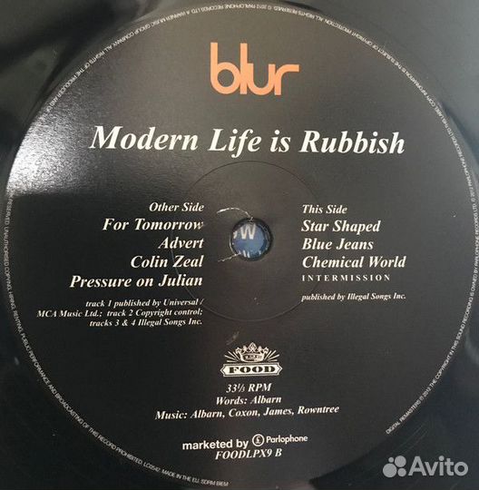 Виниловая пластинка PLG Blur Modern Life Is Rubbis