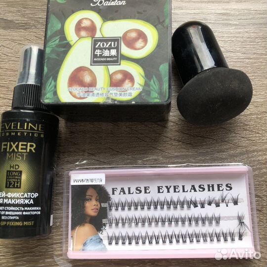 Косметика, накладные ресницы пучки, спф крем