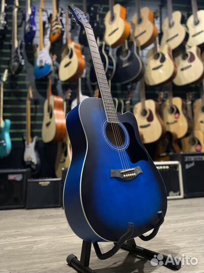 Синяя гитара Shinobi для новичка (Новая)