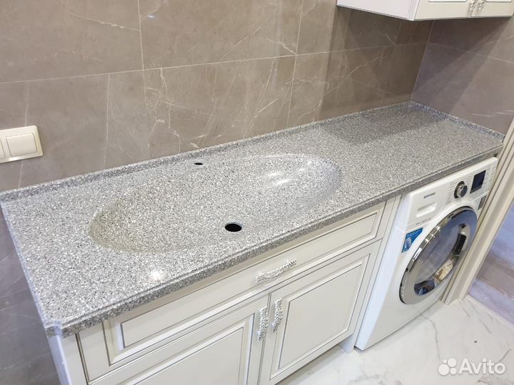 Столешница в ванную из искусственного камня