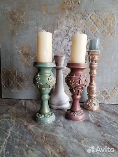 Подсвечники. Дерево, стекло