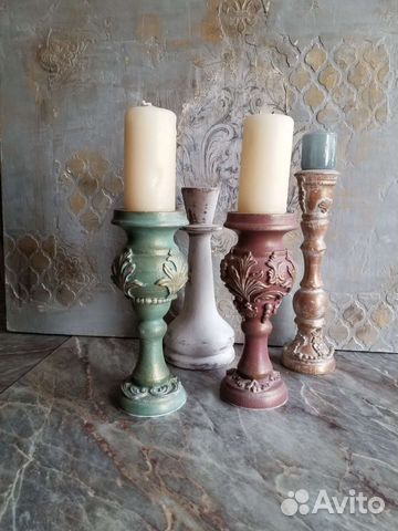 Подсвечники. Дерево, стекло