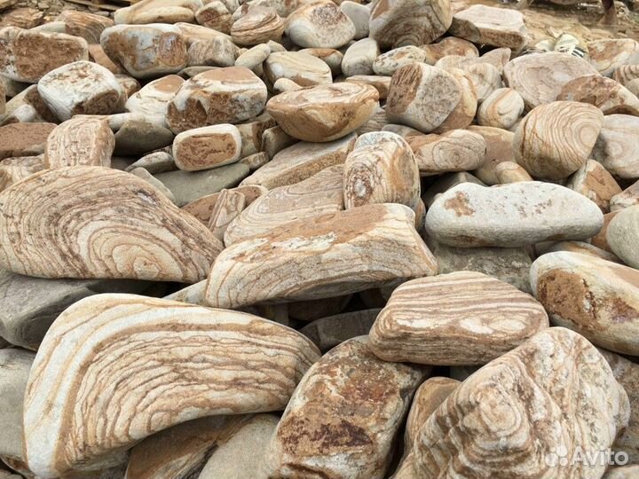 Бутовый камень желтый галтованный