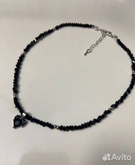Колье черное сердце кристаллы