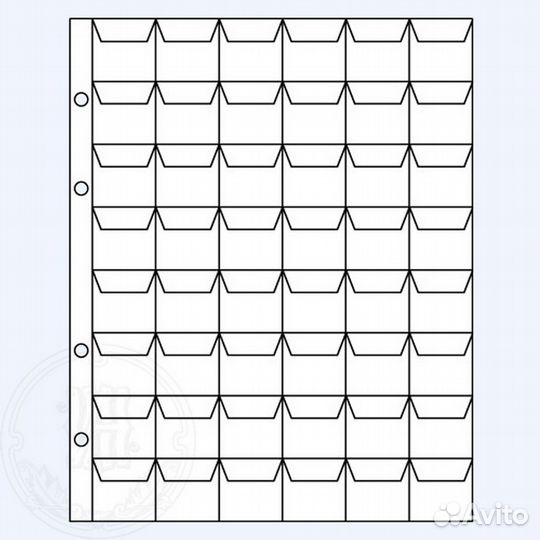 Лист с клапанами на 12 ячеек для хранения монет