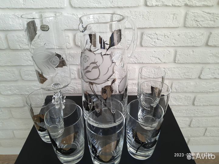 Набор для воды 1+6 и бокал, Bohemia, Чехия