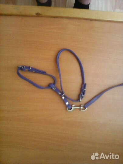 Шлейка с поводком натуральная кожа