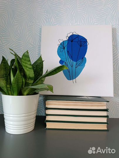 Картина акрил и вышивка