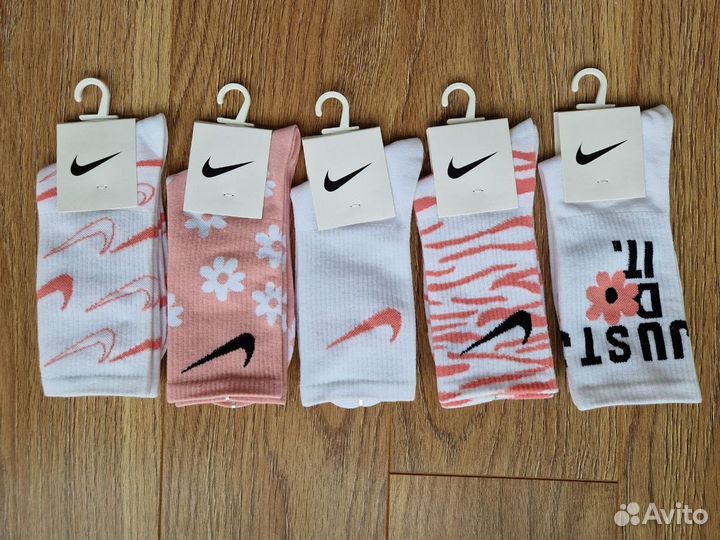Nike Набор 5шт носки женские детские высокие 36-40