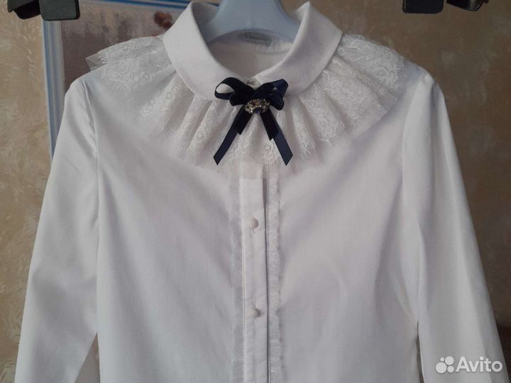 Белая школьная блузка на рост 134