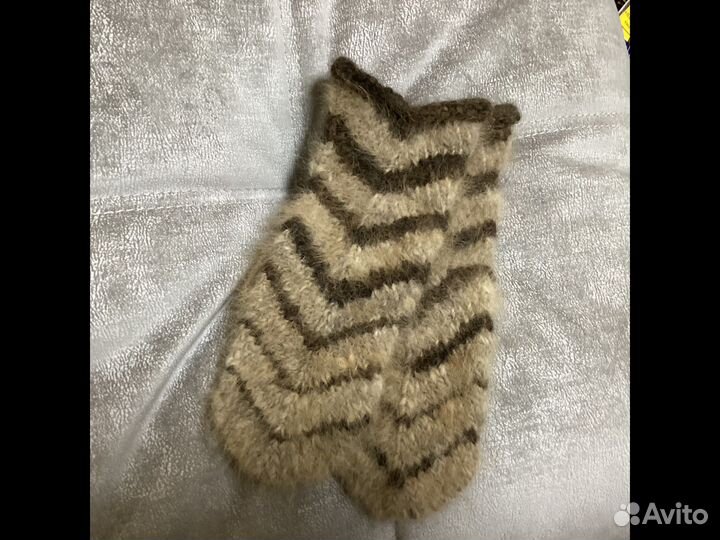Варежки из собачьего пуха с вывязанным узором
