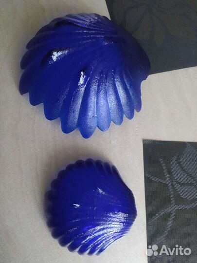 Ваза, сальник, синее стекло Гусь- Хрустальный