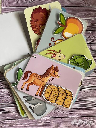 Развивающие книжки/карточки на липучках разные