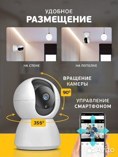 Камера видеонаблюдения домашняя поворотная wifi