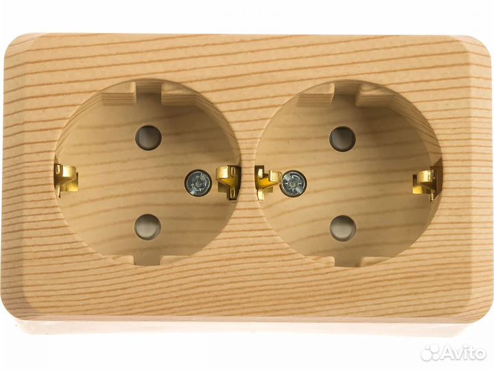 Розетка 2-я с з/к со шторками наружная Etude сосна