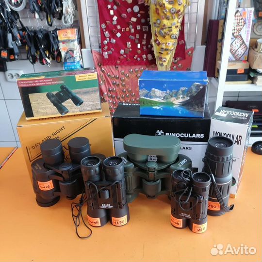 Бинокли и монокли в ассортименте
