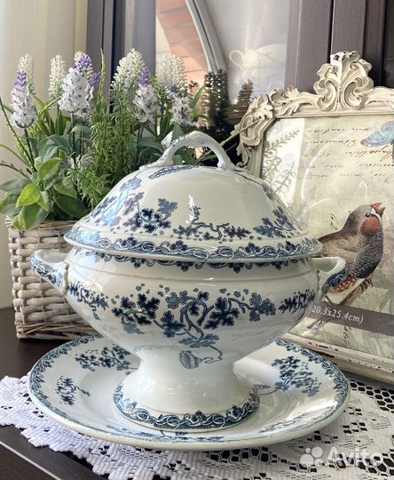 Антикварные террин и блюдо Франция