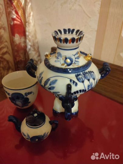 Гжель мини самовар с чайником