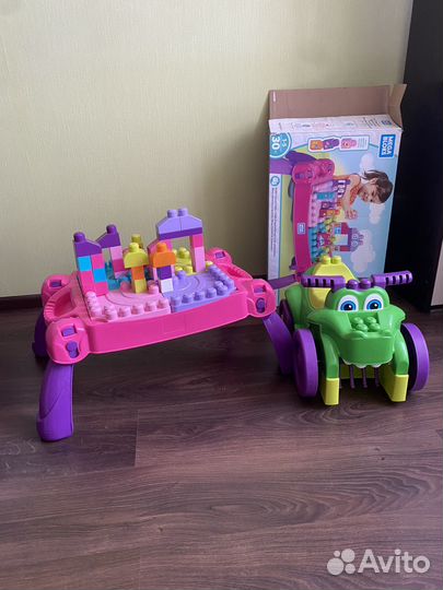 Конструктор Mega Bloks стол и толокар крокодил