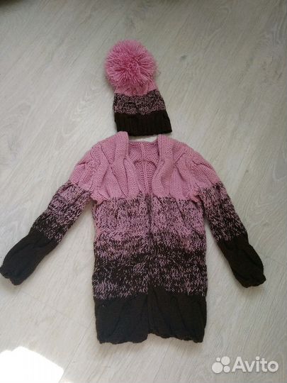 Кардиган и шапочка,ручная работа