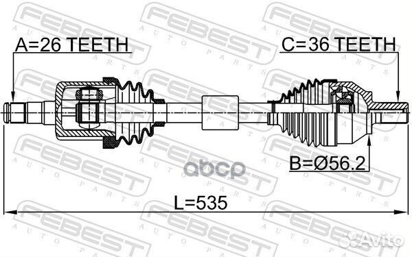 Привод передний левый26X535X36 Volvo XC90 03