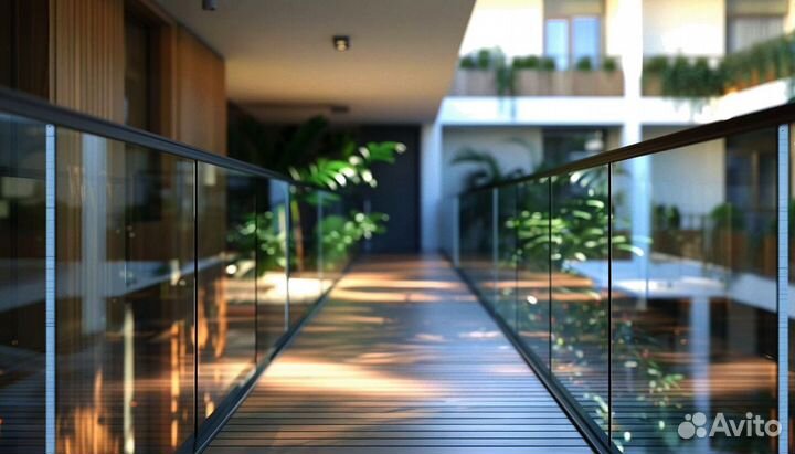 Стеклянные перила для лестниц