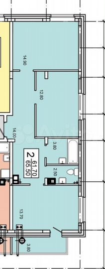 2-к. квартира, 65,5 м², 9/10 эт.