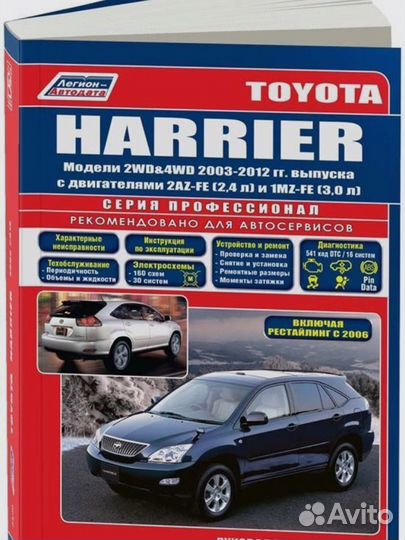 Книга: руководство по ремонту toyota harrier