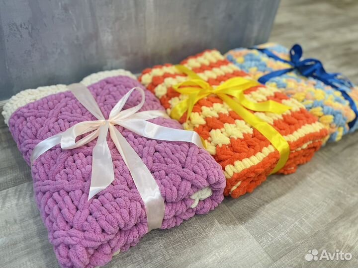 Плюшевый плед ручная работа