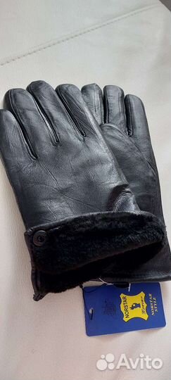 Мужские зимние кожаные перчатки