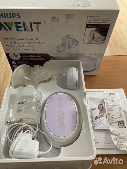 Молокоотсос Avent электрич.+баночки для хранения