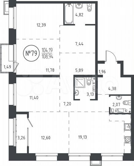 4-к. квартира, 108,9 м², 14/19 эт.