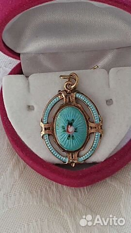 Гильошированная эмаль кулон Франция винтаж