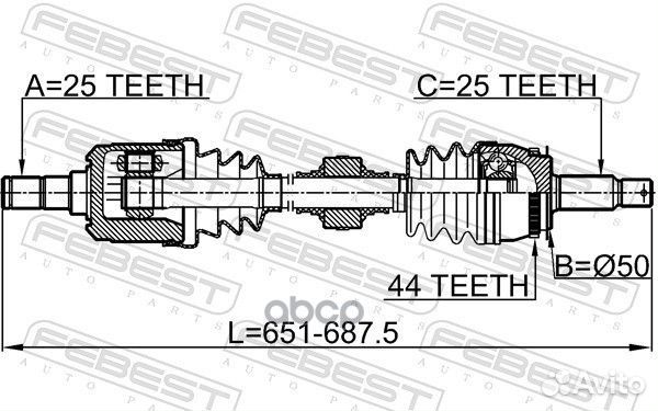 Привод в сборе hyundai elantra -00 лев. 1214camtlh