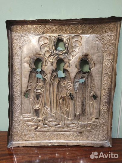 Старинная Икона Гурий Самон и Авив