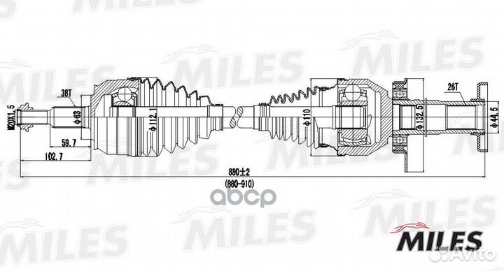 Привод в сборе VW transporter V 2.5TDI 03-09 прав