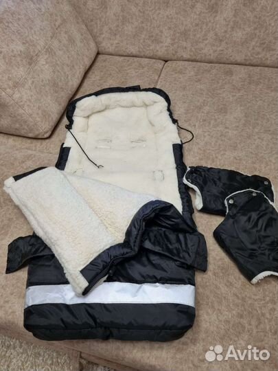 Конверт-мешок меховой в коляску 103см трансформер