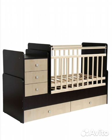Детская кроватка трансформер с маятником + матрас