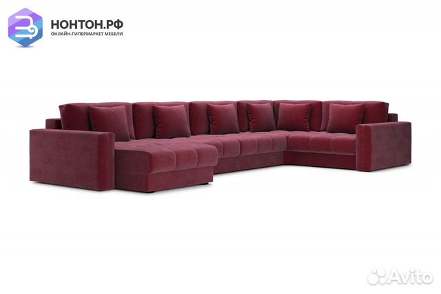 Диван п-образный тик-так Монарх бордовый