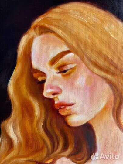 Картина маслом девушка письмо чувства ночь луна