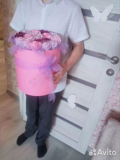 Мыльные розы в коробке