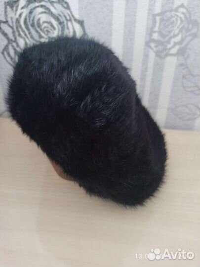 Шапка (беретка) меховая вязаная